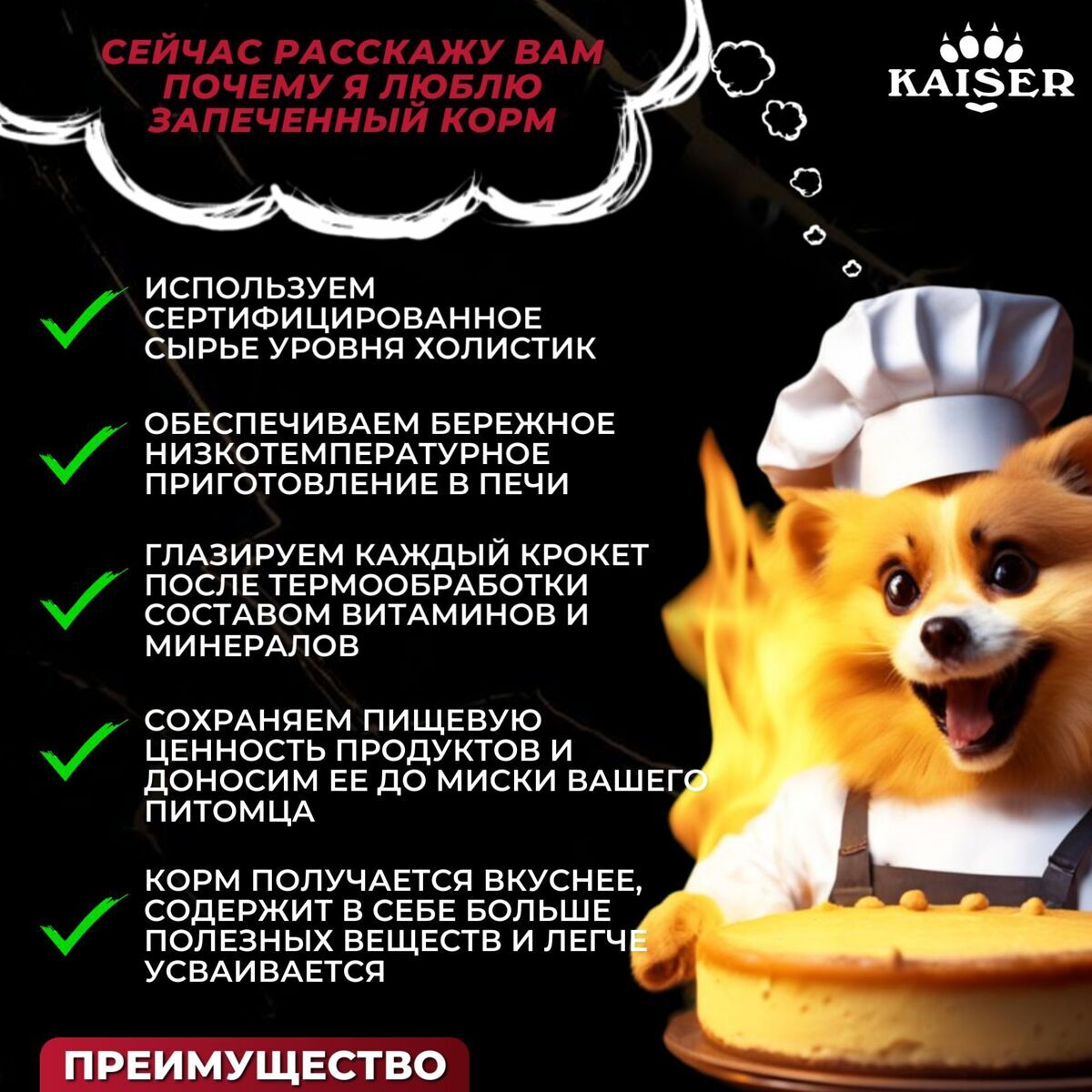 МИНИПАЧКА Низкозерновой запеченный сухой корм для собак мелких пород KAISER Говядина и Овощи - "Повышенная питательность" 200 гр